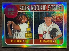 2018 Topps Heritage Chrome Rafael Devers RC Refractor Kyle Martin serial /199
