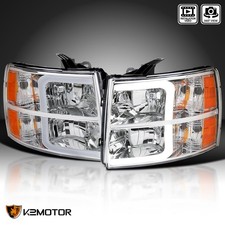 Fits 2007-2013 Chevy Silverado 1500 2500hd 3500hd Led Bar Headlights Head Lamps