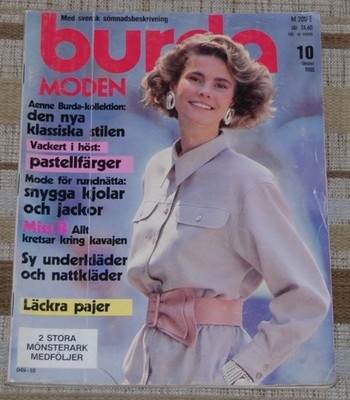 ''Burda Moden''  10 October, 1988 Sewing Magazine with Patterns Swedish Edition