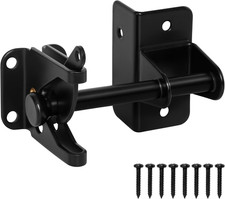 Self-Locking Heavy Duty Automatic Gate Latch for Wood/Metal Fence, Black