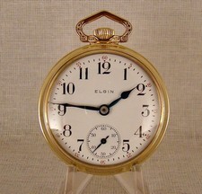 130 YEARS OLD ELGIN 21j 10k GOLD FILLED OPEN FACE 18s GREAT POCKET WATCH