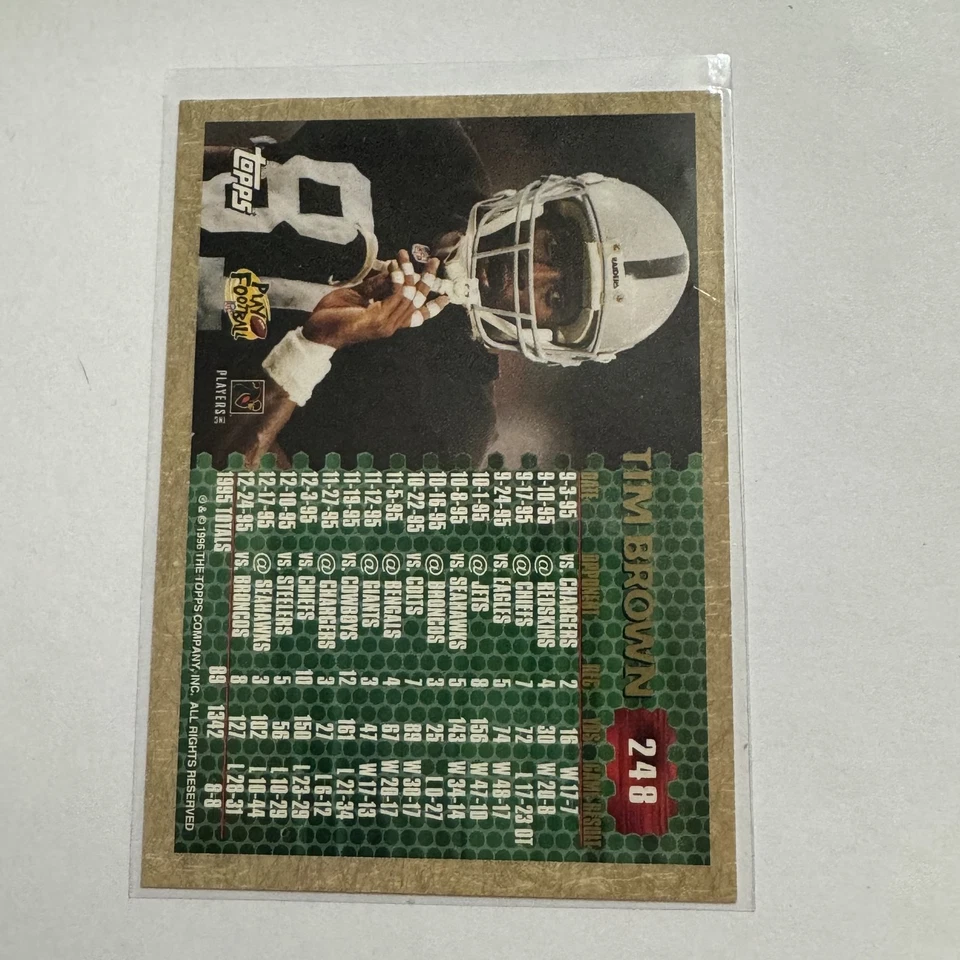 1996 Topps #248 Tim Brown - Image 2 of 2