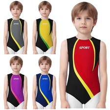Kids Boys Gymnastics Leotards Sleeveless Dance Bodysuits Training Performance