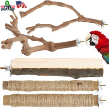 , Pole Standing Natural Wood Bird Perch Set 5PCS Paw Grinding Fork Parrot Cage B
