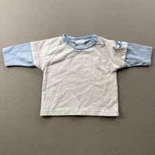 Vintage Disney Mickey Mouse T-Shirt Baby 3-6 Months White Blue Surf Beach y2k