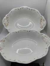 Set Of 2 Vintage O.P. Co Syracuse Fine Home China Gold Flowers Platter