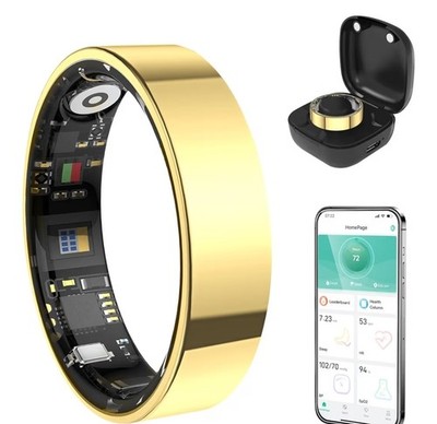 Smart Ring Health Tracker Gold 12, Bluetooth Connection Health Ring IP68 