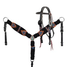 Showman Skyfire Pony Mohair Browband Headstall  Breast Collar Set