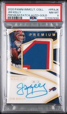 2020 Panini Immaculate Coll Jim Kelly #PPAJK Premium Patch Auto Gold 10/10 PSA 8