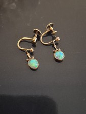 Vintage 9 ct Yellow Gold and Opal Screw Back Earrings