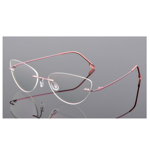 Metal Rimless Cat Eye Nearsighted Glasses Women Classic Retro Fashion Glasses - Picture 18 of 23