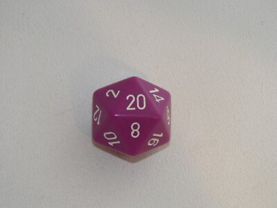 CHESSEX Opaque DIE 34mm D20 JUMBO DICE Light Purple and White
