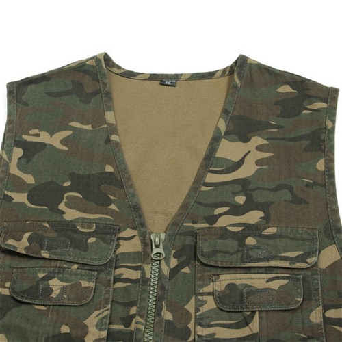 Mens Camouflage Vest Utility Waistcoat Multi Pocket Gilet Sleeveless Jacket Tops - Picture 5 of 9