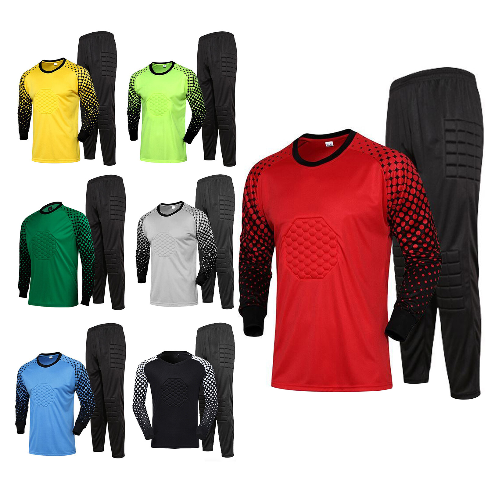  Fldy Kids Padded Goalie Shirt Long Sleeves Football Goalkeeper  Jersey and Pants Set Soccer Uniform Boys Keeper Kit : Clothing, Shoes 