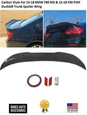 Carbon Style Trunk Spoiler Lip Wing Kit Fits 2015-18 BMW F80 M3 / 2012-18 F30