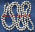 Long 36 Inches Genuine 7-8mm White Freshwater Cultured Pearl Necklace