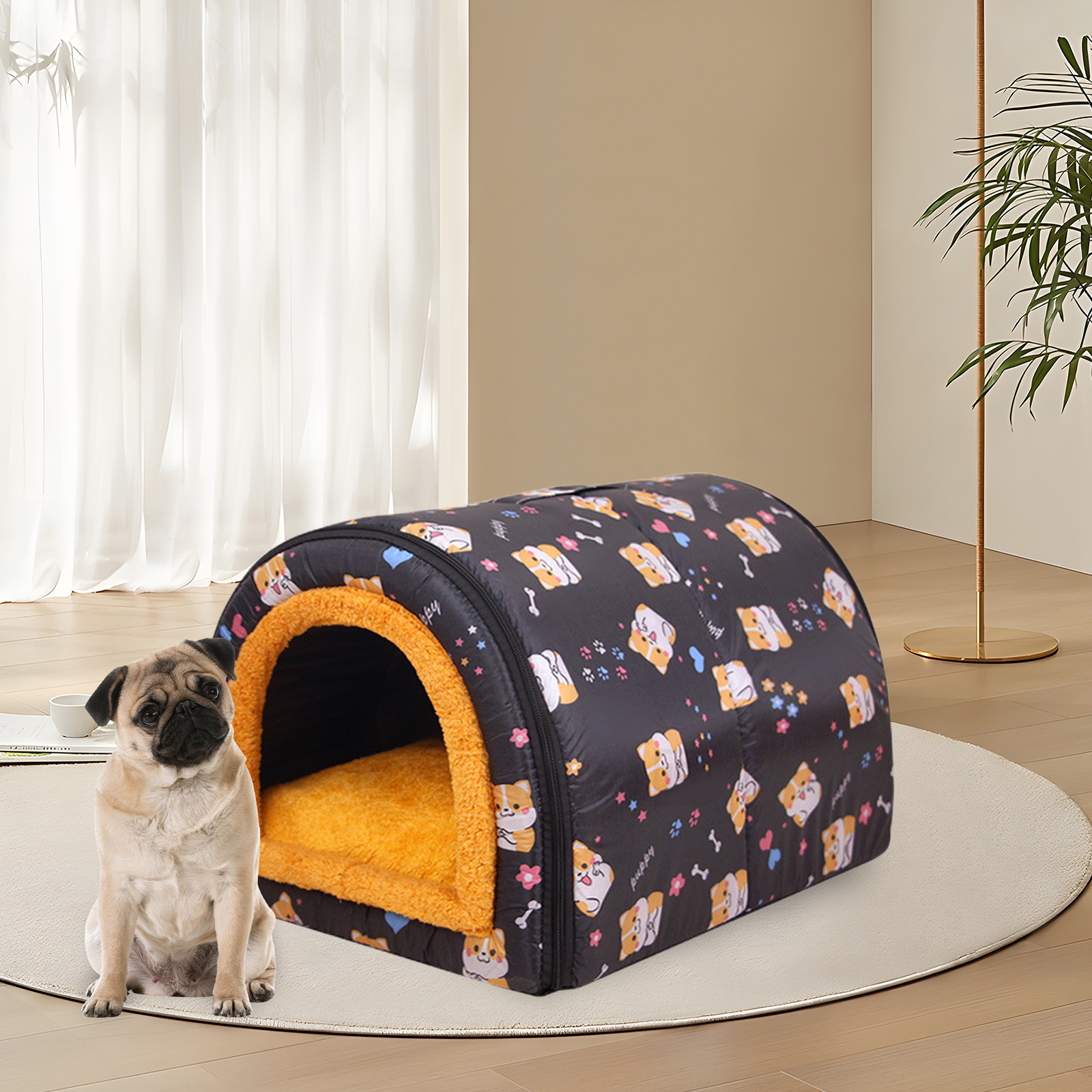 Pet Dog Cat House Plush Cat Bed Kennel Shelter Winter Soft Bed Puppy