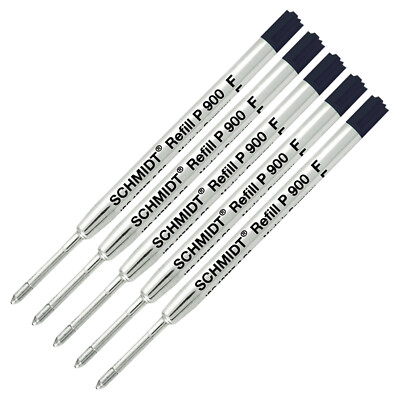 5X Schmidt Refill P900 Parker Style Ballpoint Pen Refills, Black Fine Tip