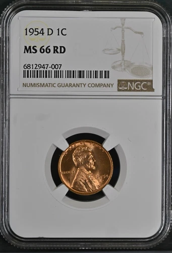 1954-D  1C RD Lincoln Wheat One Cent NGC MS66RD  6812947-007