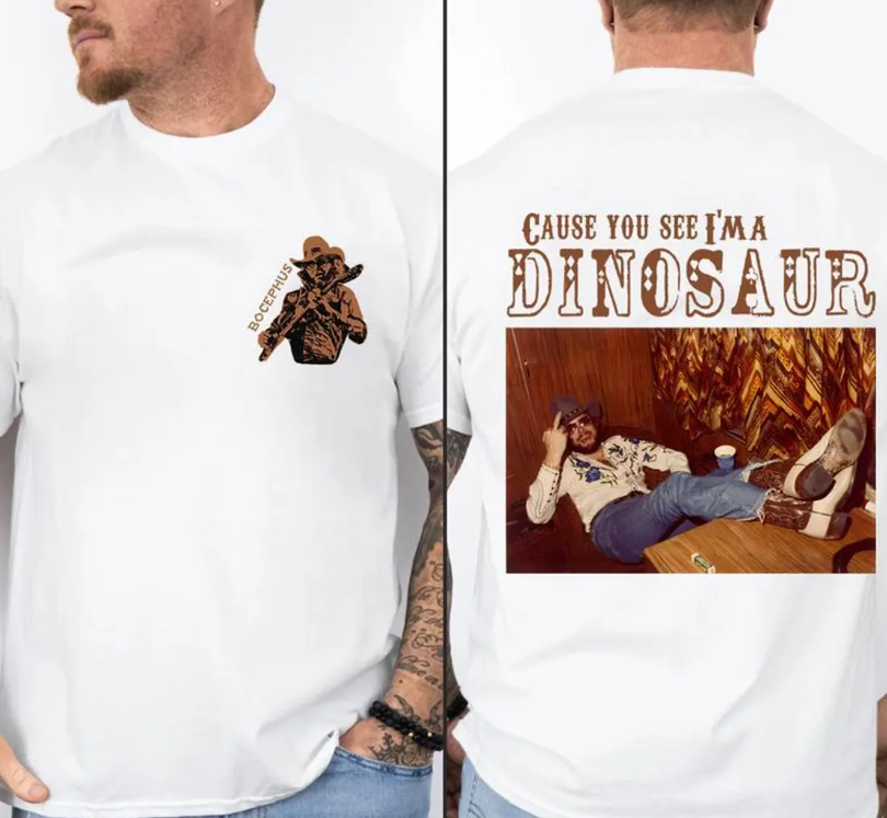 Dinosaur Hank Williams Bocephus Comfort Colors T-shirt All Size For Fan