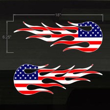 Usa American Flag Flames Hotrod Flame 18x6.25 Decals Us Stars Stripes Stickers Usa American Flag Flames Hotrod Flame 18x6.25 Decals Us Stars Stripes Stickers