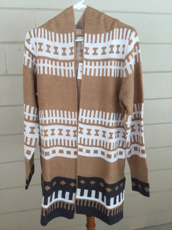 Suéter cardigã tribal asteca Love by Design tamanho XL capuz aberto sudoeste NOVO - Imagem 2 de 4