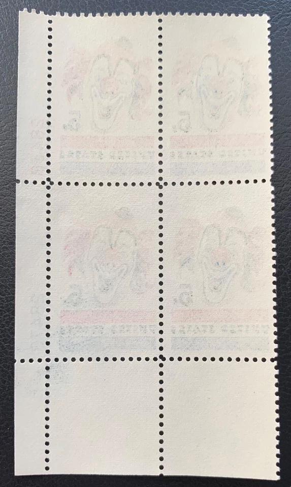 1966 US SCOTT #1309 AMERICAN CIRCUS ISSUE 5C PLATE BLOCK OF 4 X2# MNH OG VF - Image 2 of 2