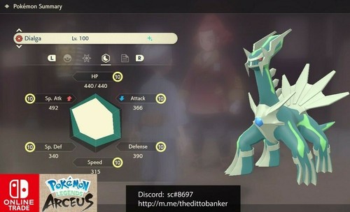 Pokemon Legends Arceus Shiny Dialga Lv 100 Max Effort Levels Fast Trade Ebay
