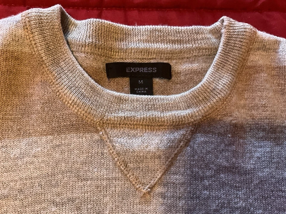 Suéter listrado Express masculino pulôver de lã merino manga longa tamanho médio - Imagem 3 de 4