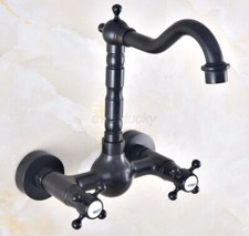 Wall Mount Brass Swivel Bath/Kitchen Sink Faucet Basin Mixer Tap Dual Handle