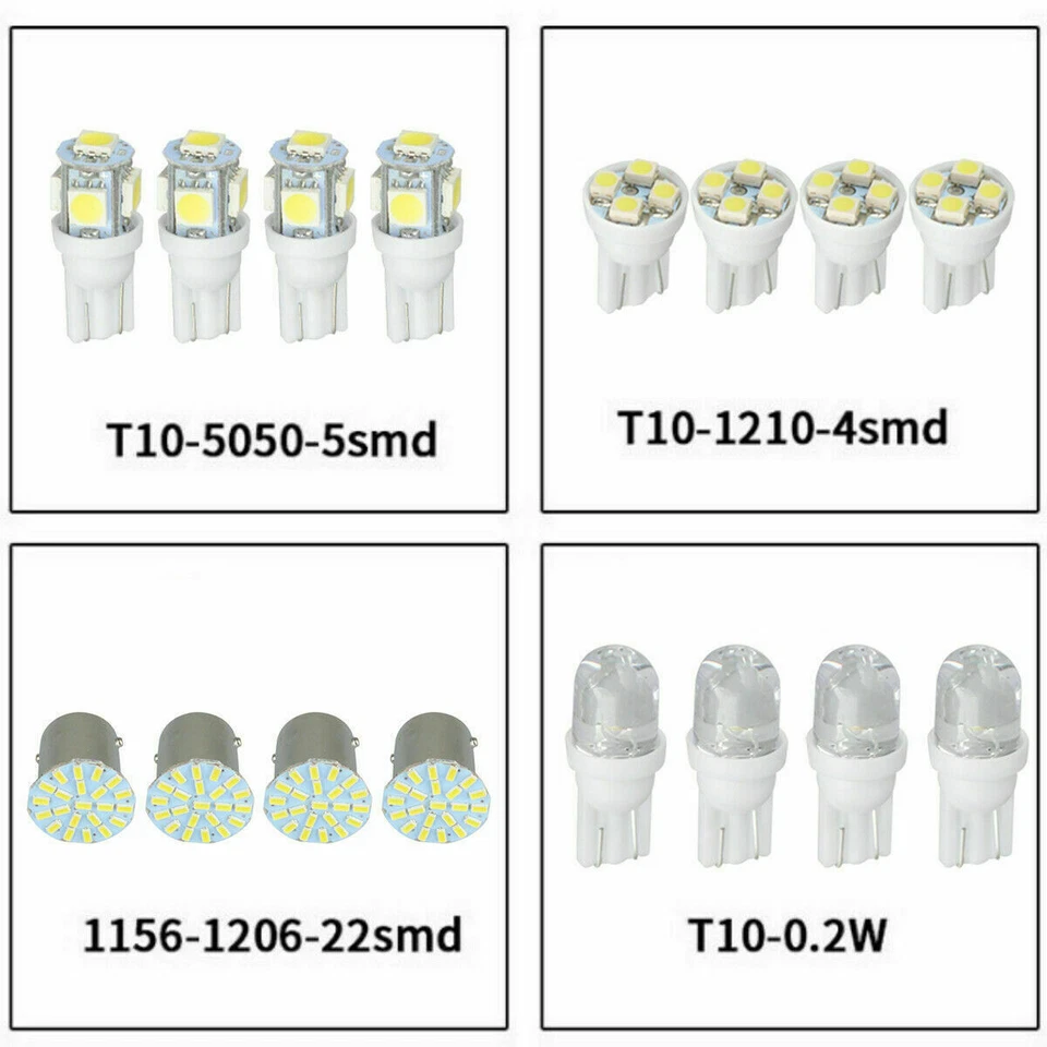 Accesorios de luz LED interiores de coche blancos 28 piezas para bombillas de matrícula de mapa de domo Foto 3 de 4