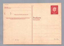 Bund Heuss Ganzsachen Postkarte P50 ungebraucht