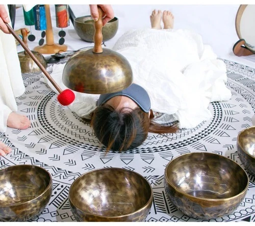 Buddhist Brass Meditation Mindfulness Tibetan Yoga Nepal Handheld Singing Bowl - Picture 9 of 11