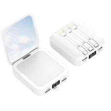 20000mAh Battery Pack Power Bank with LED Mirror Portable 3 Cable Charger Bank