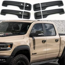For 2019-2026 Dodge Ram 1500 MATTE BLACK 4 Door Handle COVERS W/2 Smart Keyholes