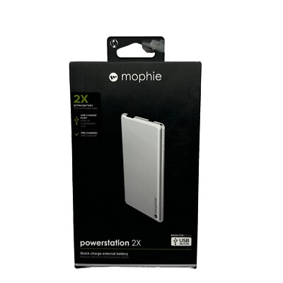  MOPHIE POWERSTATION 2X EXTERNAL BATTERY 2.4 Amp 4000 mAh - Silver