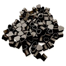 Heart Shaped Tattoo Ink Cups Caps Medium #13 100pcs Plastic Disposable (BLACK)