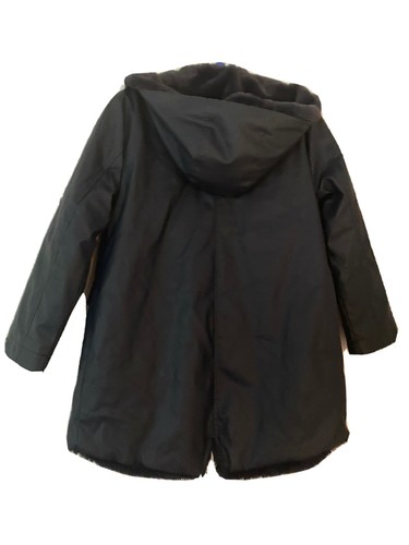 ZARA Coat EUC Girls Kids Fur Blue Navy 10 M Hood Winter Waterproof Snow Jacket - Picture 2 of 6