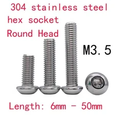 M3.5 304 Stainless Allen Screws Hex Socket Round Head Screw Nail Machine Bolt