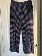 Adrianna Papell Navy Blue Print Size Medium Pant With Pockets And Belt Loops