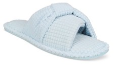 Charter Club Women's Textured Knot-Top Slippers Blue L 9-10
