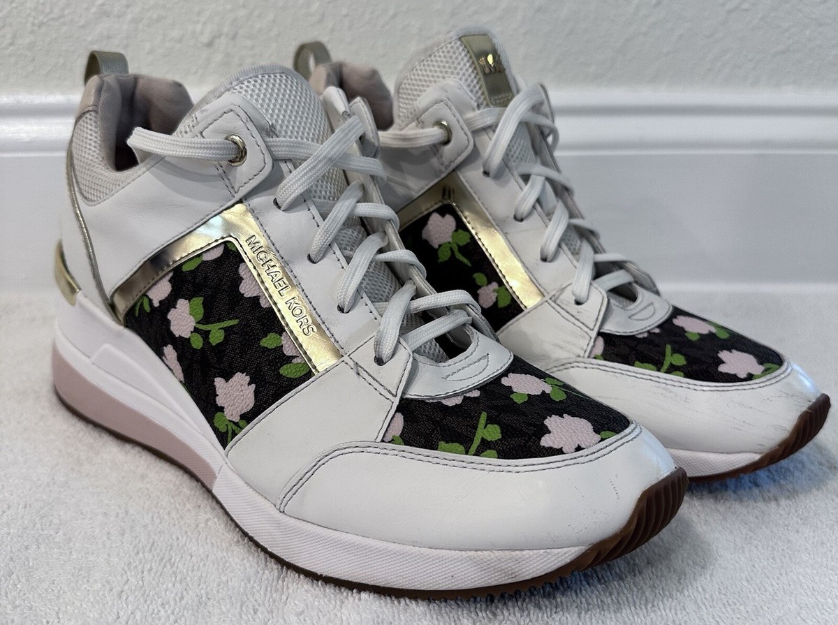 Michael Kors Women's Georgie Trainer Sneakers Floral Rose Gold - Main Image