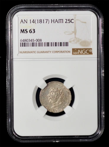 NGC MS63 1817 HAITI Western Republic  silver 25 centimes KM-15.1