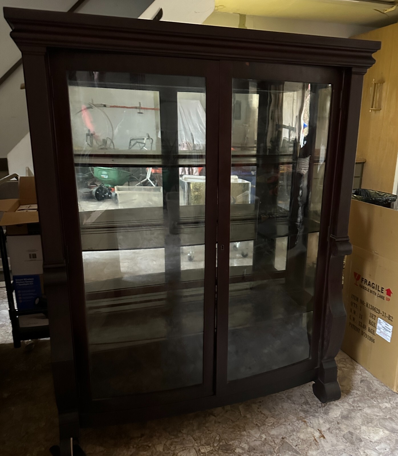 Vintage curved glass and mirrored china hutch eBay