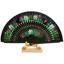 Hot Spanish double-sided hand-painted pure wood hollowed out folding fan Anita
