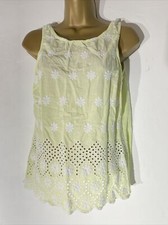 womens Next Uk 10 Pale Yellow Embroidered Sleeveless Casual Summer Vest Top