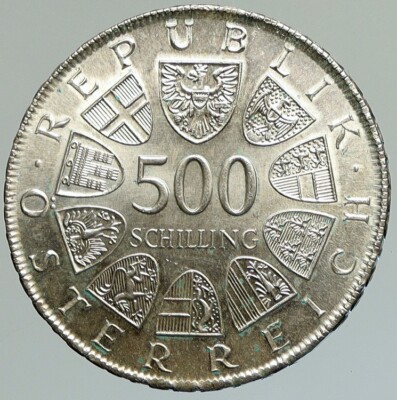 1980 AUSTRIA Austrian Red Cross HENRI DUNANT Silver 500 Schilling