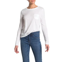 MADEWELL WOMEN'S WHITE LONG SLEEVE CREW NECK COTTON T-SHIRT Sz XXS