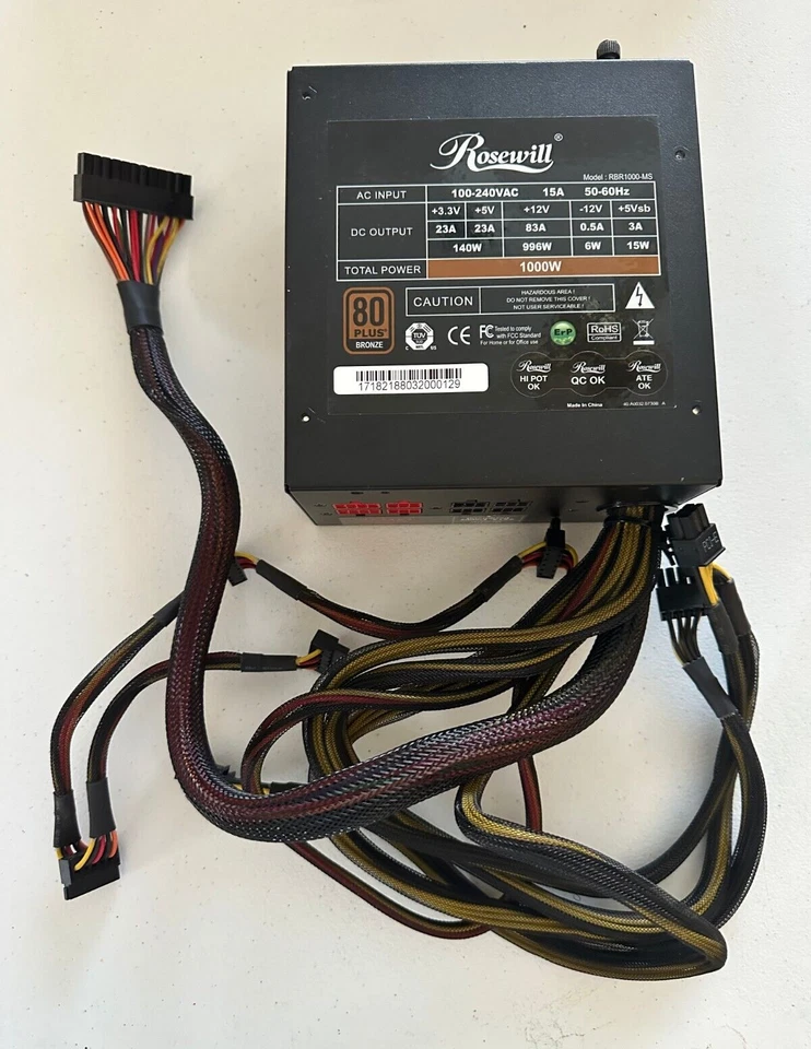 Rosewill 1000 Watts Semi-Modular Power Supply | 80 Plus Bronze Certified - Image 2 of 4