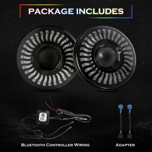 7'' Demon LED Headlight RGB Halo DRLChasing Light for Jeep Wrangler JK TJ LJ JKU - Picture 9 of 10
